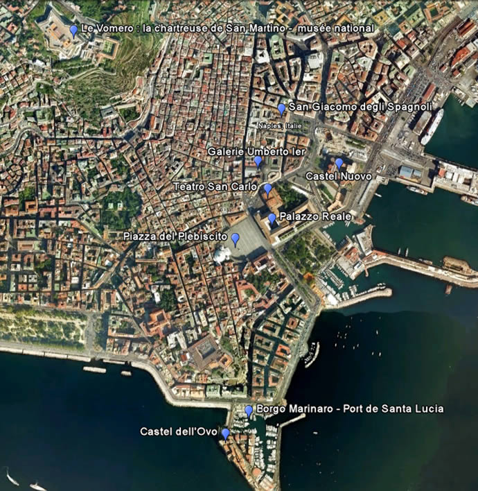 Carte du centre monumental de Naples